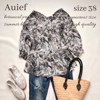 AuieF - ◆極美品◆AuieF◆定価1万◆ボタニカル柄シフォンブラウス◆七分袖◆M◆花柄