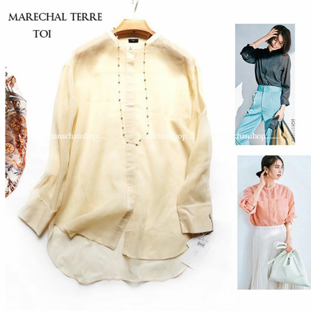 MARECHAL TERRE(マルシャルテル)の定価27,500円【新品】日本製・マルシャルテル★ノーカラーシアーブラウス レディースのトップス(シャツ/ブラウス(長袖/七分))の商品写真