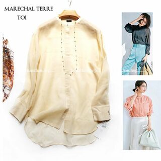 MARECHAL TERRE - 定価27,500円【新品】日本製・マルシャルテル★ノーカラーシアーブラウス