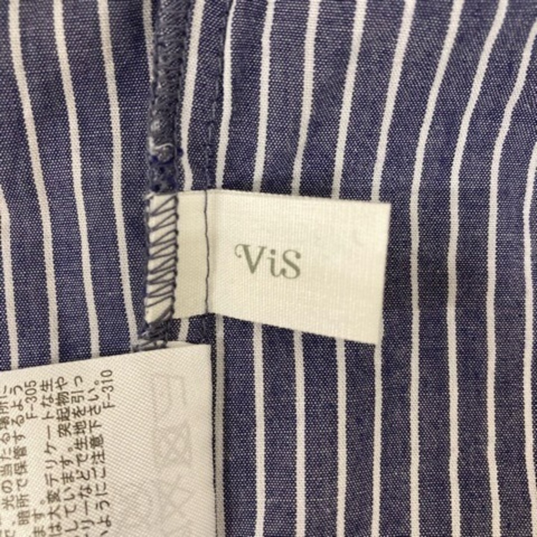ViS(ヴィス)のビス シャツ ブラウス 刺繍 綿 ストライプ 長袖 F 青 ※MZ レディース レディースのレディース その他(その他)の商品写真