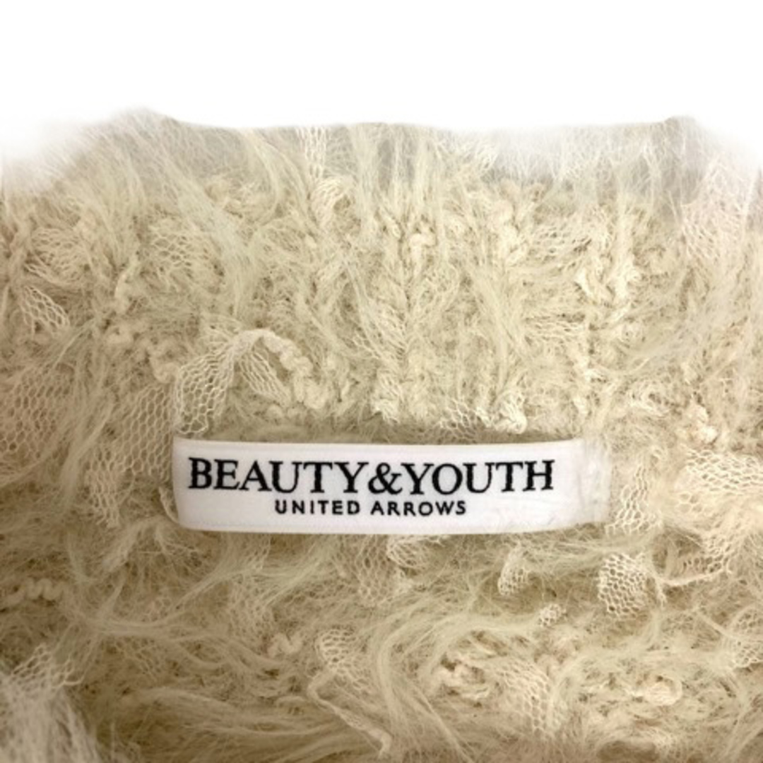 BEAUTY&YOUTH UNITED ARROWS(ビューティアンドユースユナイテッドアローズ)のB&Y ユナイテッドアローズ シャギーニット ハイネック ショート丈 長袖 白 レディースのトップス(ニット/セーター)の商品写真