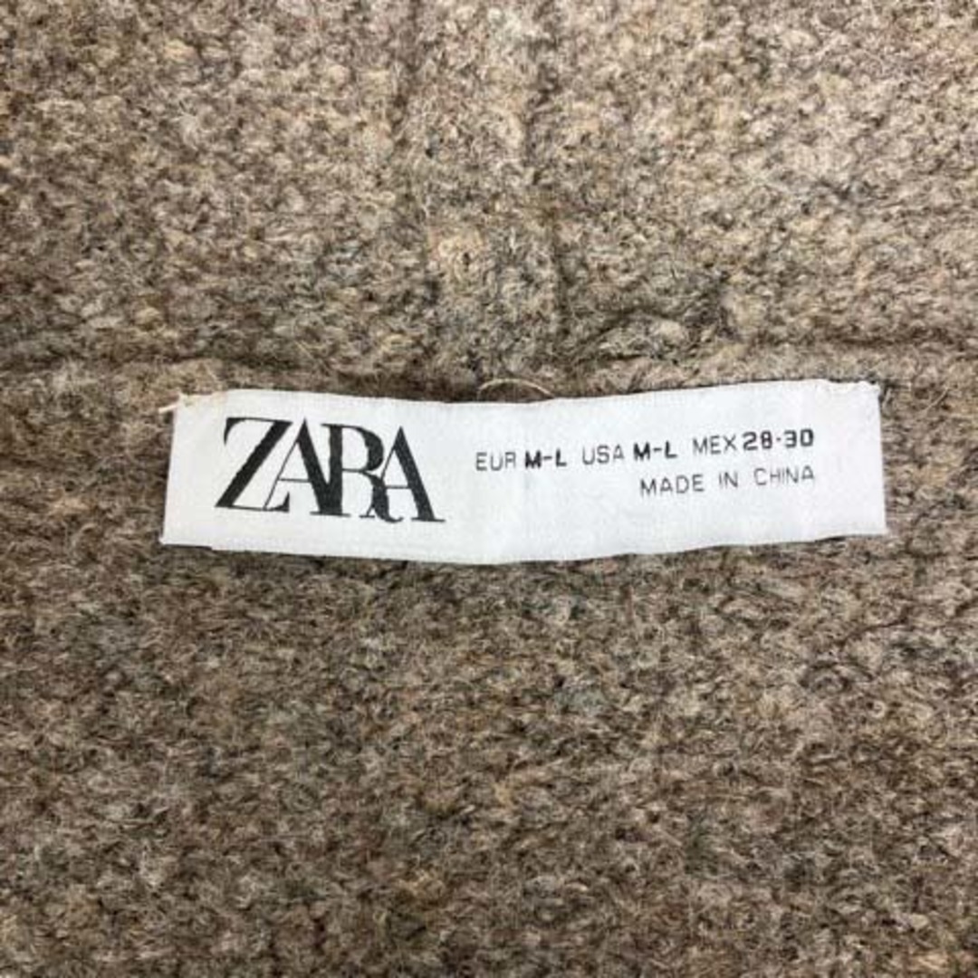 ZARA(ザラ)のザラ パーカー フィーディ ニット ジップアップ ショート丈 M-L ブラウン  レディースのトップス(パーカー)の商品写真