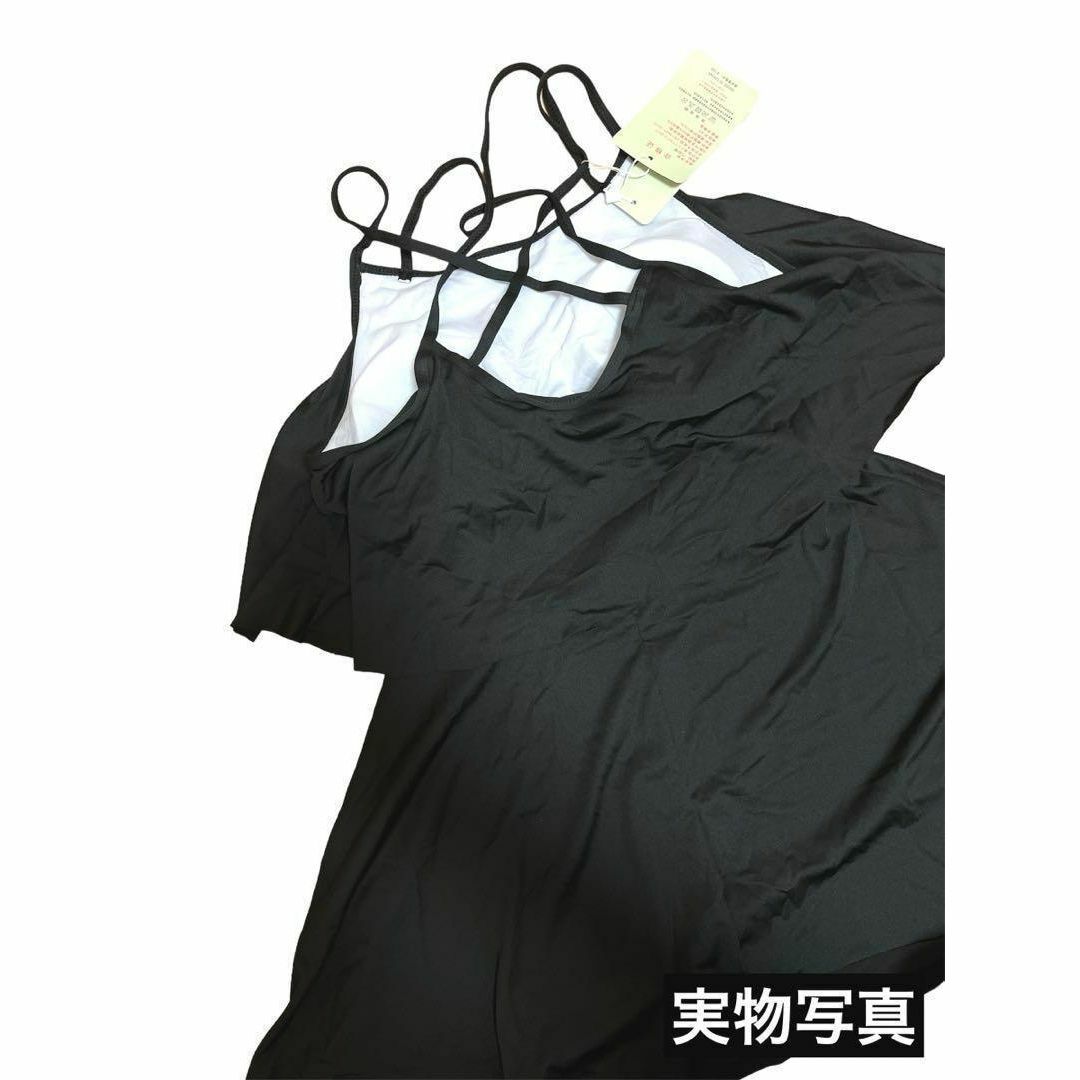 水着　ワンピース　レディース　XL 体型カバー　フリル　黒　フレアスカート　韓国 レディースの水着/浴衣(水着)の商品写真