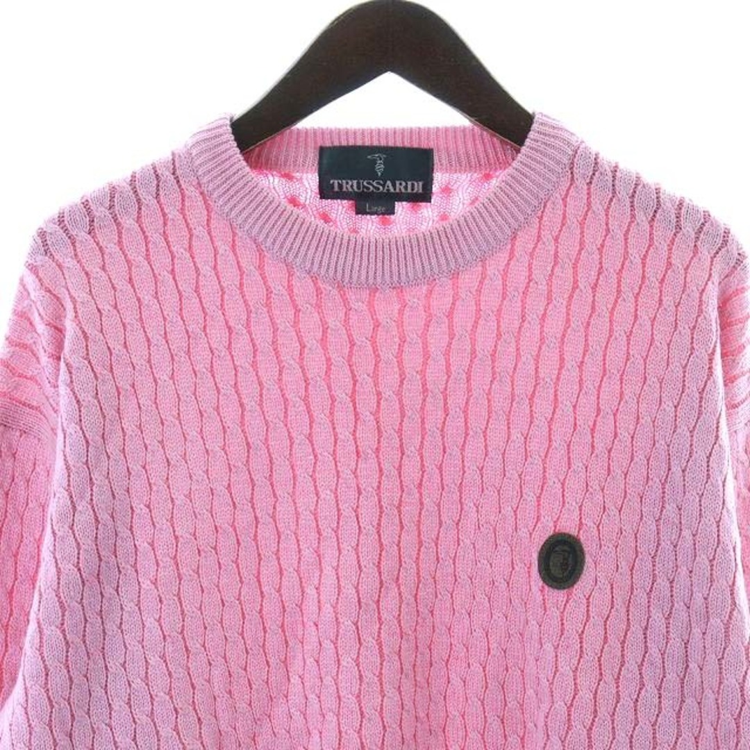 Trussardi(トラサルディ)のトラサルディ ニット セーター 長袖 コットン ワンポイント L ピンク メンズのトップス(ニット/セーター)の商品写真