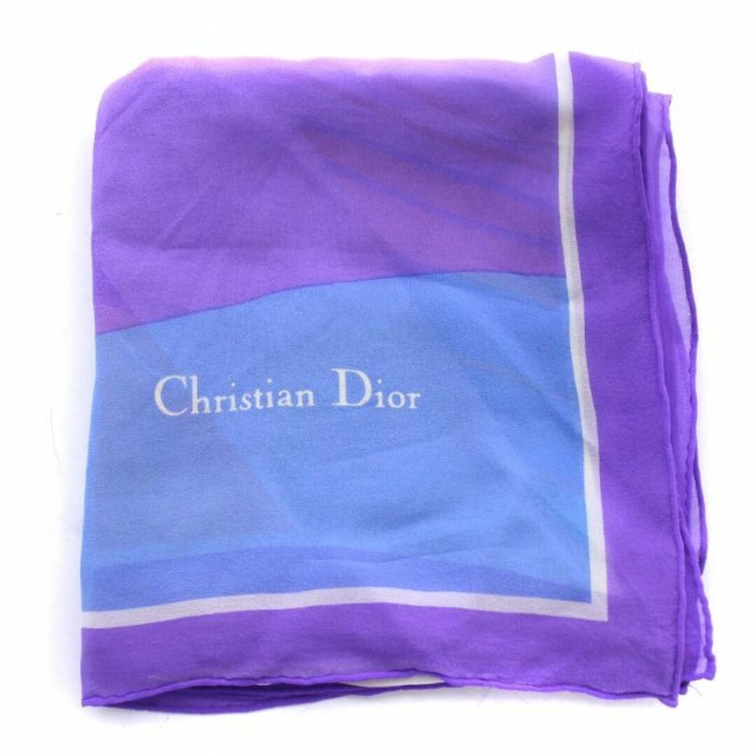 Christian Dior(クリスチャンディオール)のクリスチャンディオール スカーフ シフォン生地 総柄 紫 水色 マルチカラー レディースのファッション小物(バンダナ/スカーフ)の商品写真