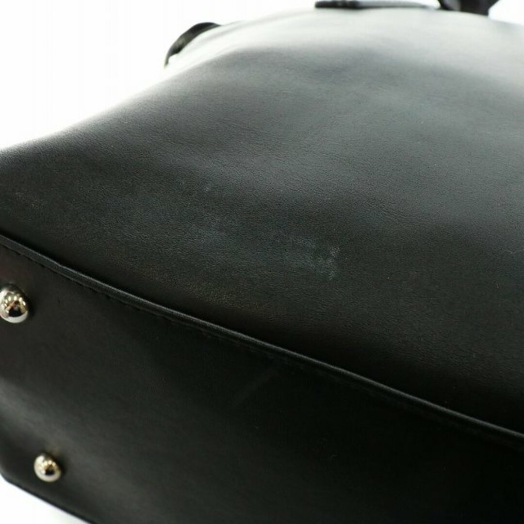 GINZA Kanematsu(ギンザカネマツ)の銀座かねまつ トートバッグ ハンド レザー チャーム付き 無地 黒 ブラック レディースのバッグ(トートバッグ)の商品写真