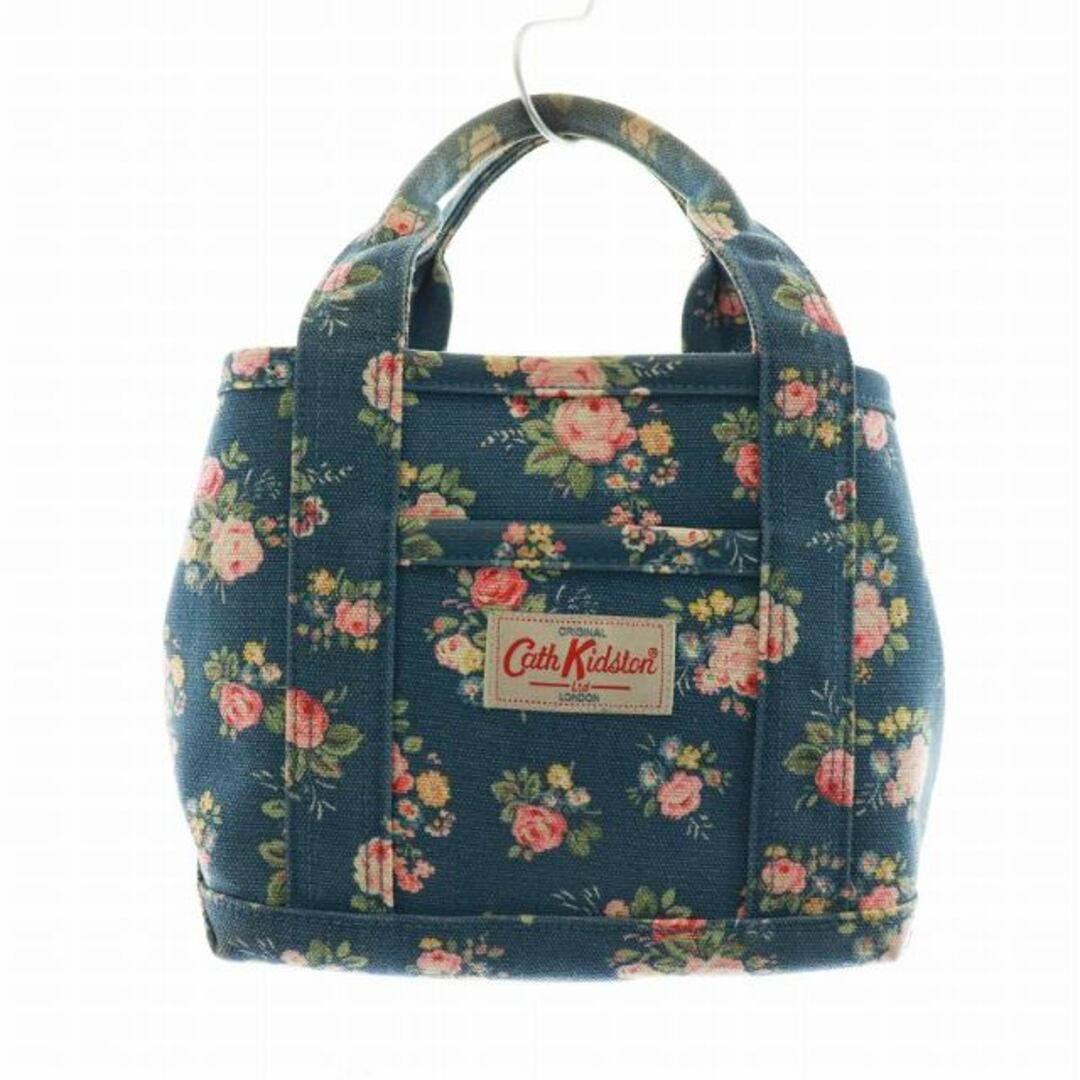 Cath Kidston(キャスキッドソン)のキャスキッドソン ミニトートバッグ ハンド デニム調 キャンバス 花柄 ロゴ 青 レディースのトップス(カットソー(半袖/袖なし))の商品写真