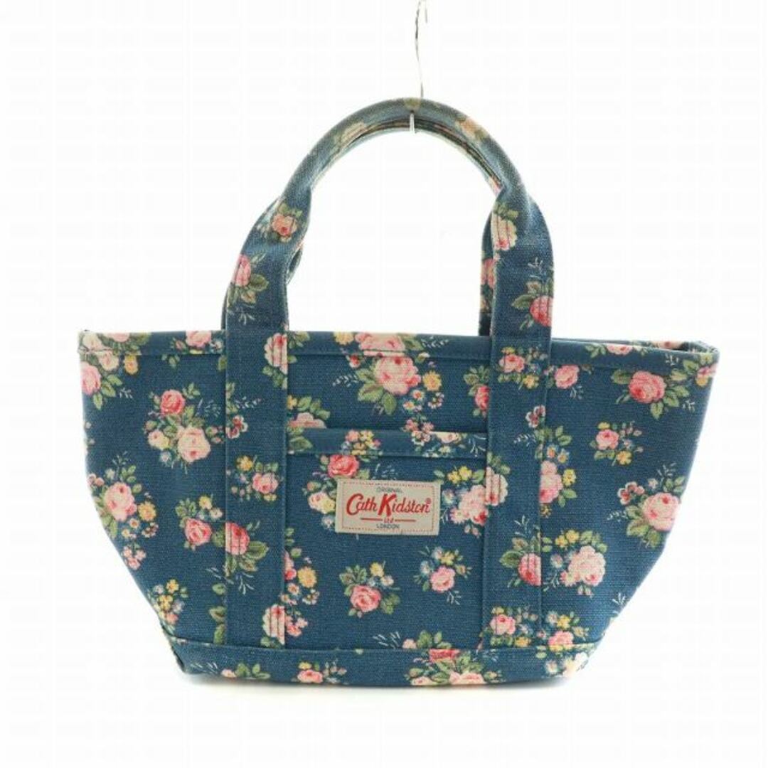 Cath Kidston(キャスキッドソン)のキャスキッドソン ミニトートバッグ ハンド デニム調 キャンバス 花柄 ロゴ 青 レディースのトップス(カットソー(半袖/袖なし))の商品写真