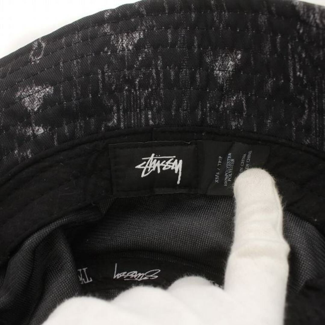 STUSSY(ステューシー)のステューシー STUSSY バケットハット 帽子 ロゴ 刺繍 総柄 S 黒 メンズの帽子(その他)の商品写真