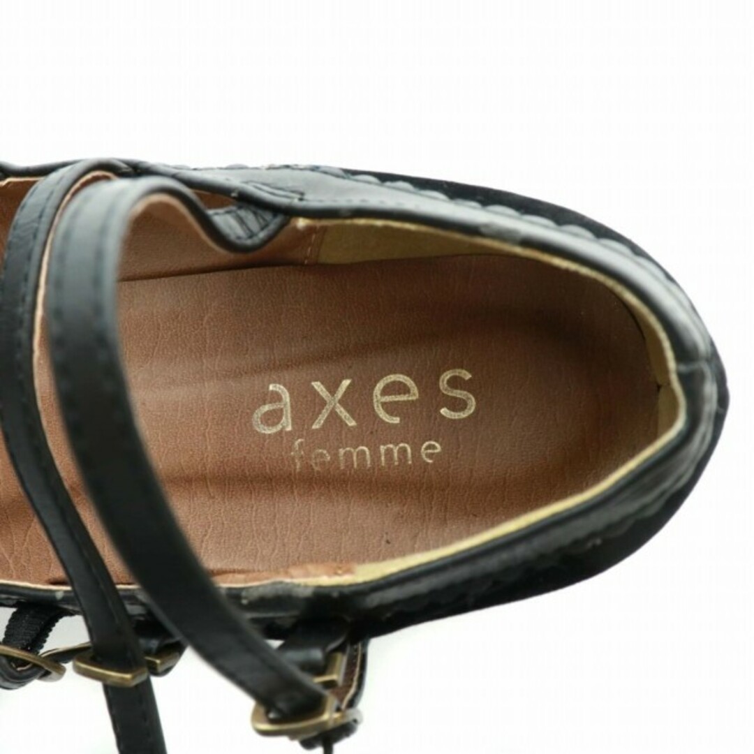 axes femme(アクシーズファム)のアクシーズファム パンプス ベロア ストラップ リボン L 24.5cm 黒 レディースの靴/シューズ(ハイヒール/パンプス)の商品写真