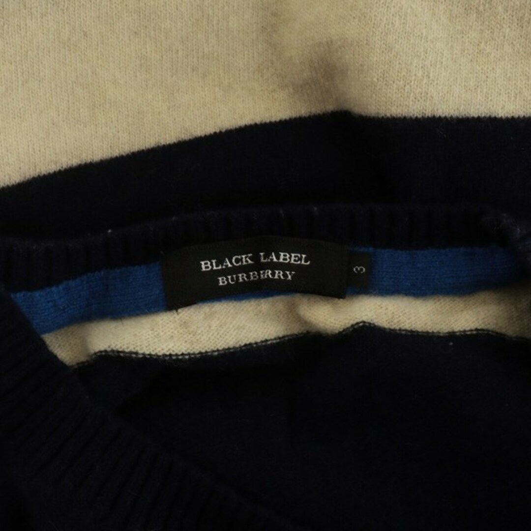 BURBERRY BLACK LABEL(バーバリーブラックレーベル)のBURBERRY BLACK LABEL ニット セーター ボーダー 3 L 紺 メンズのトップス(ニット/セーター)の商品写真