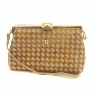 Bally - バリー ショルダーバッグ パテントレザー 編み込み ロゴ ゴールド金具 茶