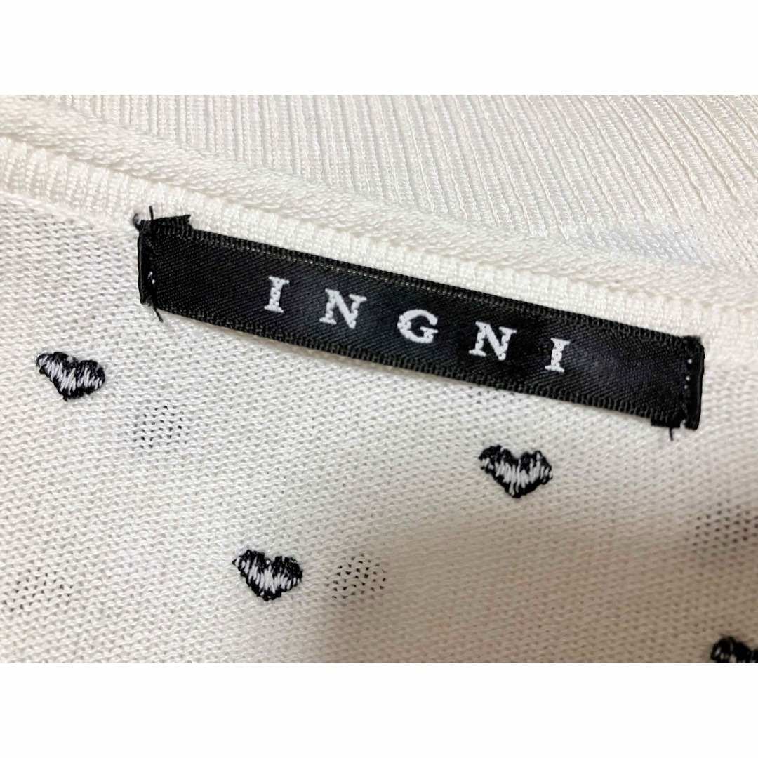 INGNI(イング)のINGNI イング 白 ホワイト ハート模様 カーディガン レディース Mサイズ レディースのトップス(カーディガン)の商品写真