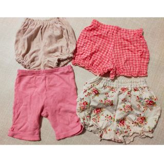 ミキハウス(mikihouse)の女の子　かぼちゃパンツ　ブルマ　ショートパンツ　4枚セット　80センチ(パンツ)