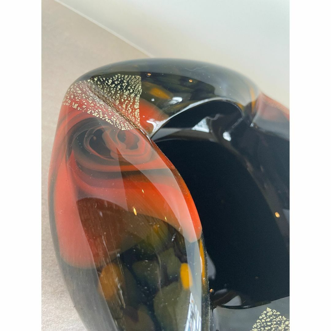 KAMEI GLASS カメイガラス フラワーベース 灰皿 マーブル 金彩 美品 インテリア/住まい/日用品のインテリア小物(花瓶)の商品写真
