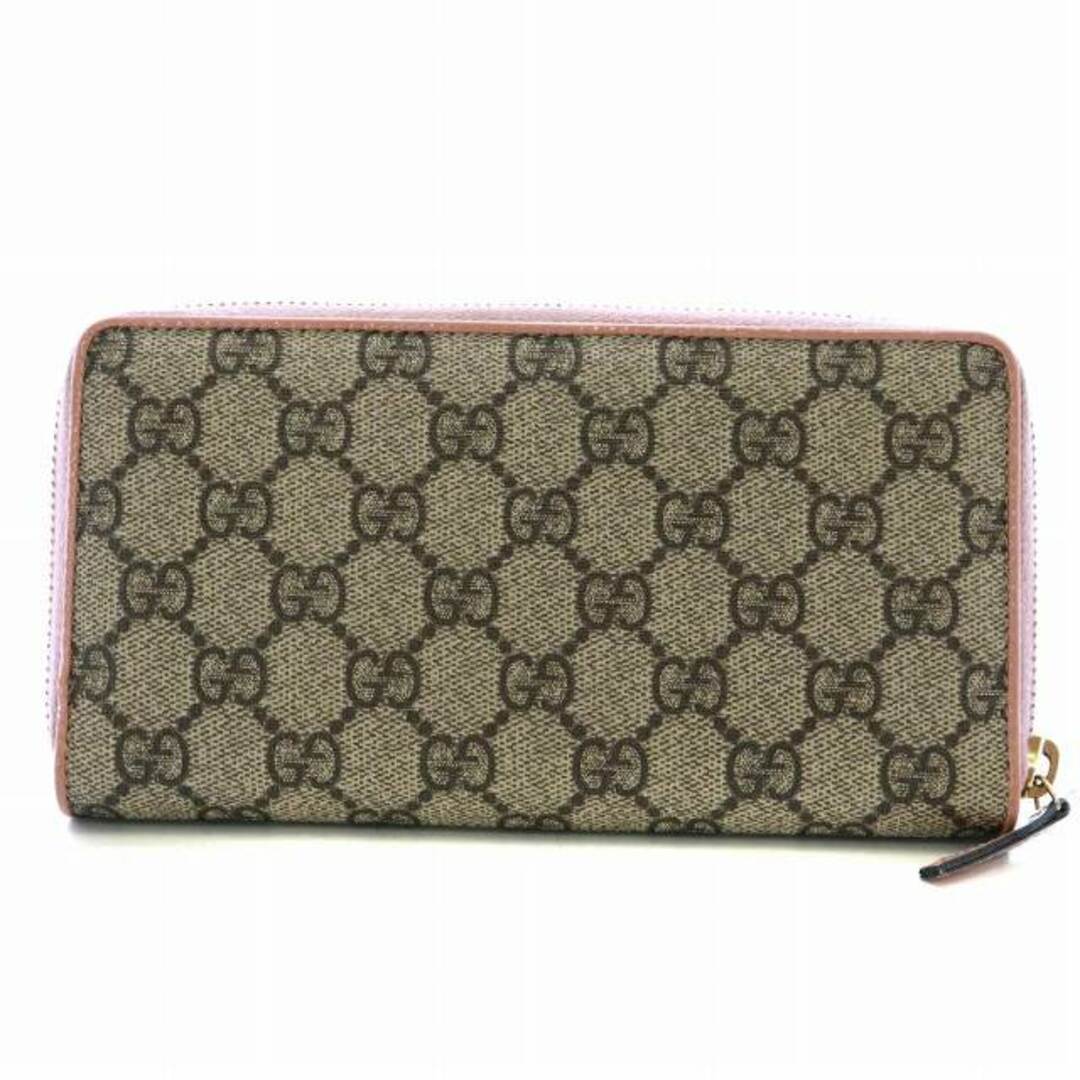 Gucci(グッチ)のグッチ 長財布 ラウンドファスナー GGスプリーム リボン ピンク ベージュ レディースのファッション小物(財布)の商品写真