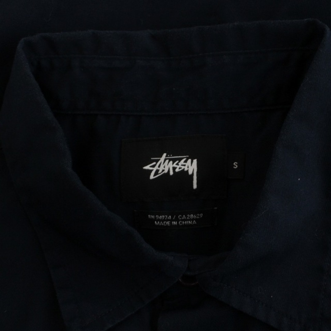 STUSSY(ステューシー)のSTUSSY シャツ 半袖 ロゴ プリント ステンカラー S 紺 ネイビー メンズのトップス(シャツ)の商品写真