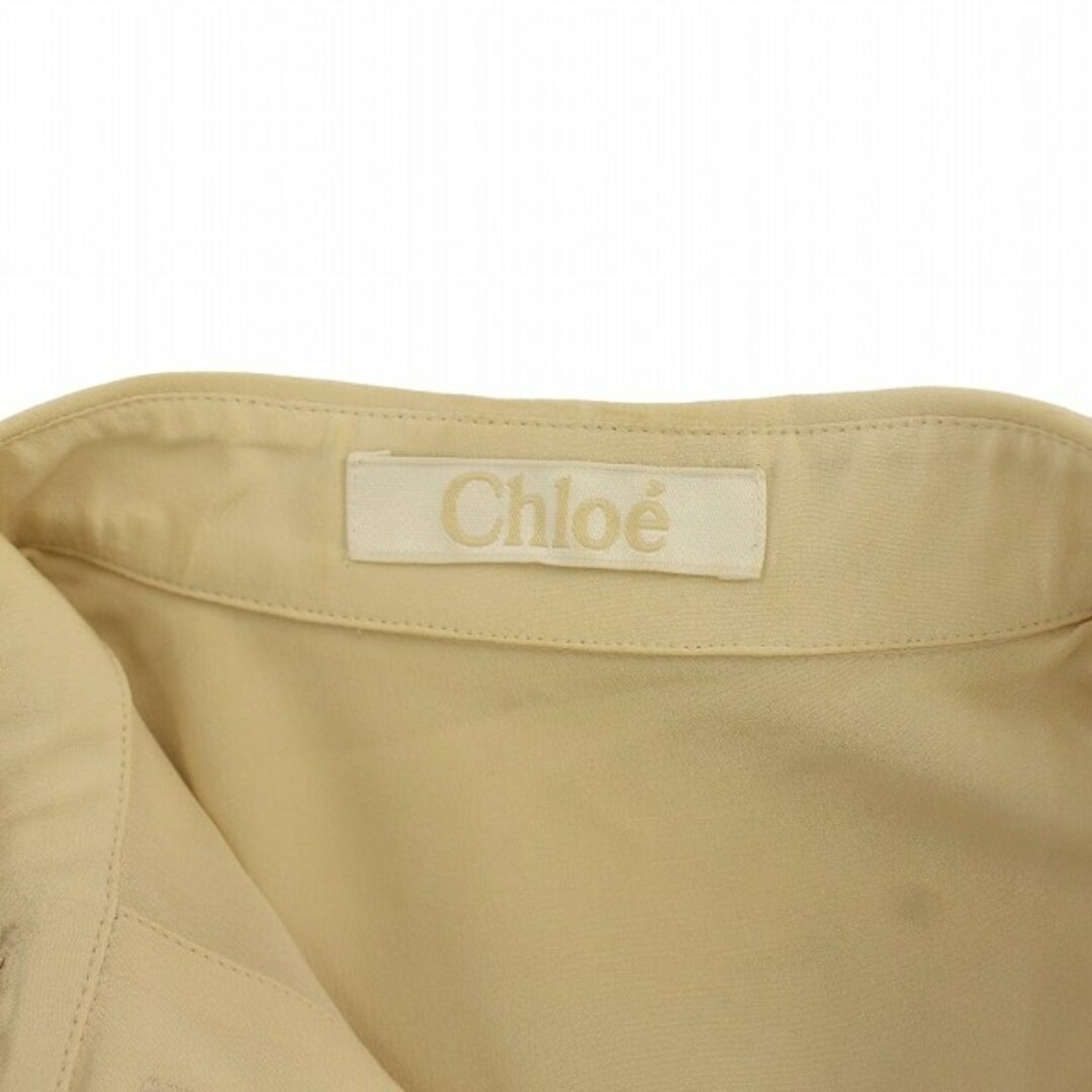 Chloe(クロエ)のクロエ CHLOE シャツ 長袖 比翼ボタン 絹 シルク 34 S ベージュ レディースのトップス(シャツ/ブラウス(長袖/七分))の商品写真