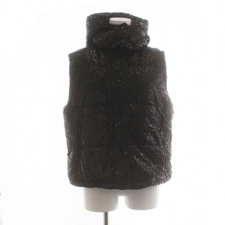 DESIGUAL - デシグアル 中綿ベスト ジャケット パデッドジレ フード付き ロゴ 総柄 M 黒