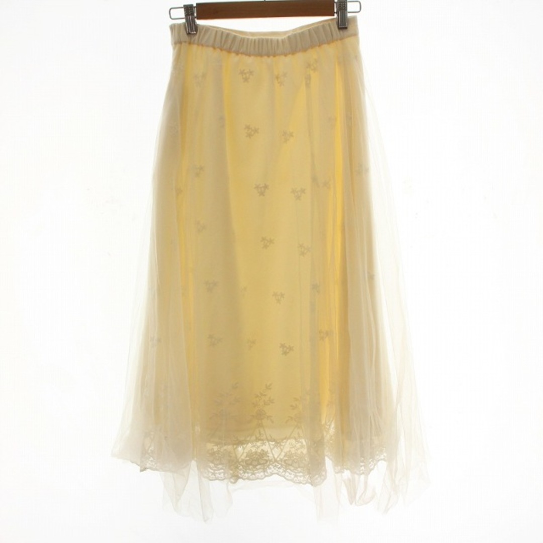 Noela(ノエラ)のノエラ 刺繍レーススカート チュールレース シアー F 白 5062007 レディースのスカート(ロングスカート)の商品写真