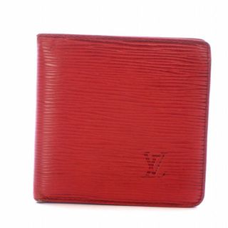 ルイヴィトン(LOUIS VUITTON)のルイヴィトン 二つ折り財布 ポルトビエ カルトクレディ モネ エピ レザー 赤(財布)