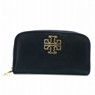 トリーバーチ(Tory Burch)のトリーバーチ 長財布 ラウンドファスナー ブリテン ロゴ ゴールド金具 黒(財布)