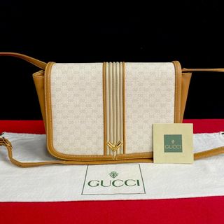 Gucci - 極 美品 GUCCI グッチ オールドグッチ ヴィンテージ マイクロ GG ロゴ レザー ショルダーバッグ ポシェット ベージュ アイボリー 20495