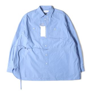 新品 FACETASM ファセッタズム シャツ サイズ:4 23AW アシンメトリカル ベルテッド 長袖シャツ ASSYMETRICAL BELTED SHIRT ロング オーバーサイズ ブルー トップス カジュアルシャツ【メンズ】