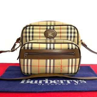 バーバリー(BURBERRY)のほぼ未使用 Burberrys バーバリーズ ノバチェック シャドーホース キャンバス レザー ショルダーバッグ サコッシュ ブラウン 00797(ショルダーバッグ)