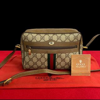 Gucci - 極 美品 GUCCI グッチ オールドグッチ シェリーライン GG ロゴ 柄 金具 レザー 本革 ショルダーバッグ ポシェット ブラウン 25451