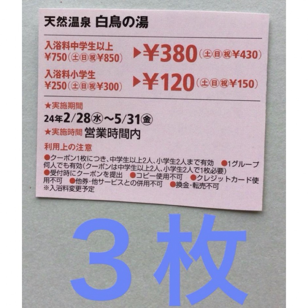 天然温泉　白鳥の湯　半額クーポン(東海ウォーカー) チケットの優待券/割引券(その他)の商品写真