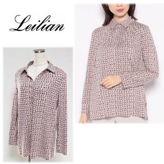 leilian - 《レリアン》新品 とろみ感 レトロ調 幾何学柄ポロシャツ 9サイズ