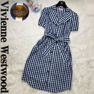 Vivienne Westwood - 美品♡Lサイズ♡ヴィヴィアンウエストウッド オーブ ボタン チェック ワンピース