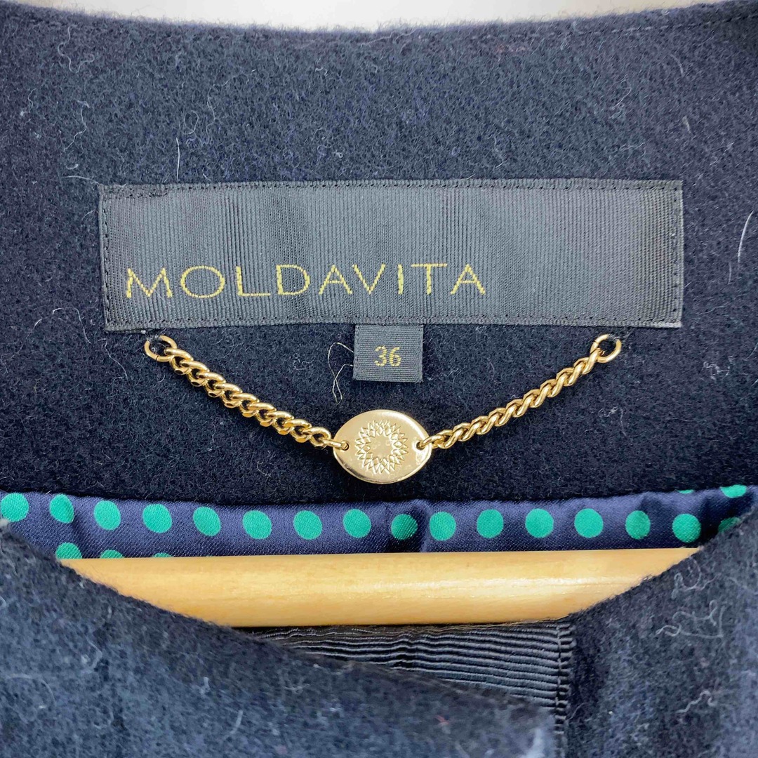 MOLDAVITA モルダヴィータ ウール混 裏地柄 レディース ノーカラージャケット レディースのジャケット/アウター(ノーカラージャケット)の商品写真