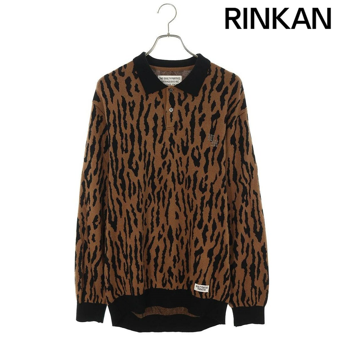 WACKO MARIA(ワコマリア)のワコマリア  LEOPARD KNIT POLO SHIRT レオパード柄ポロニット長袖シャツ メンズ L メンズのトップス(シャツ)の商品写真