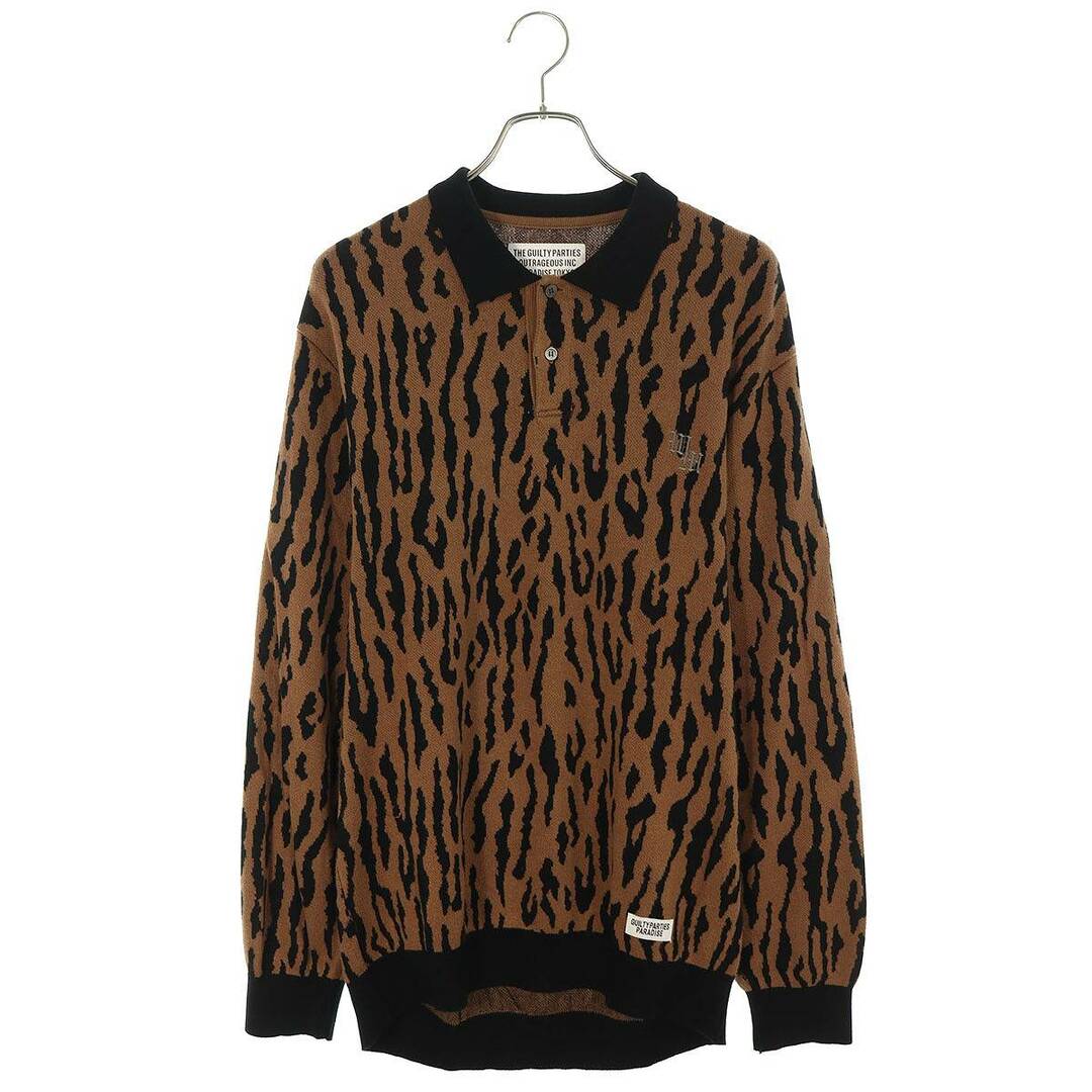 WACKO MARIA(ワコマリア)のワコマリア  LEOPARD KNIT POLO SHIRT レオパード柄ポロニット長袖シャツ メンズ L メンズのトップス(シャツ)の商品写真