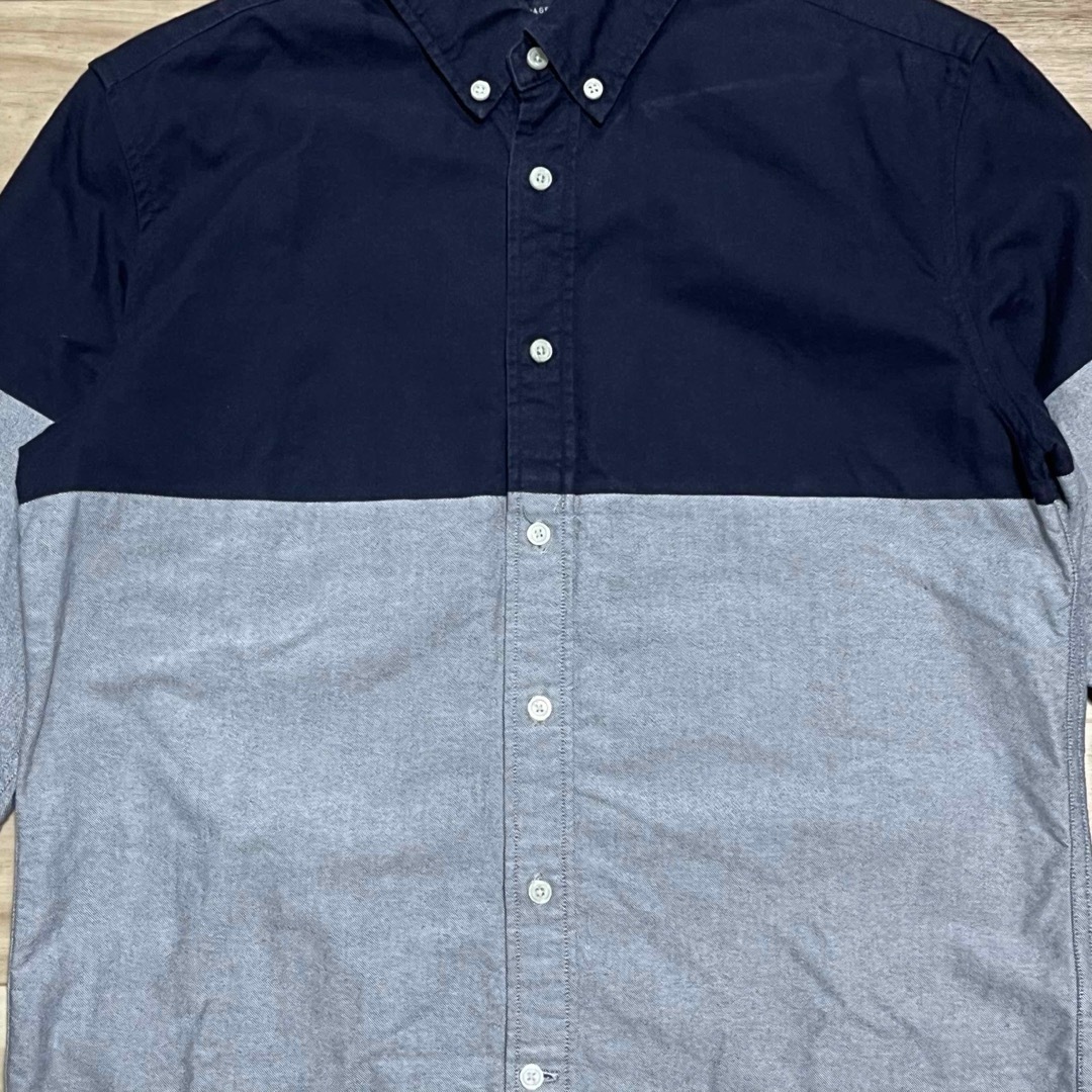 RAGEBLUE(レイジブルー)のRAGEBLUE 7分袖シャツ 紺色/グレー切替 Mサイズ レイジブルー メンズのトップス(シャツ)の商品写真