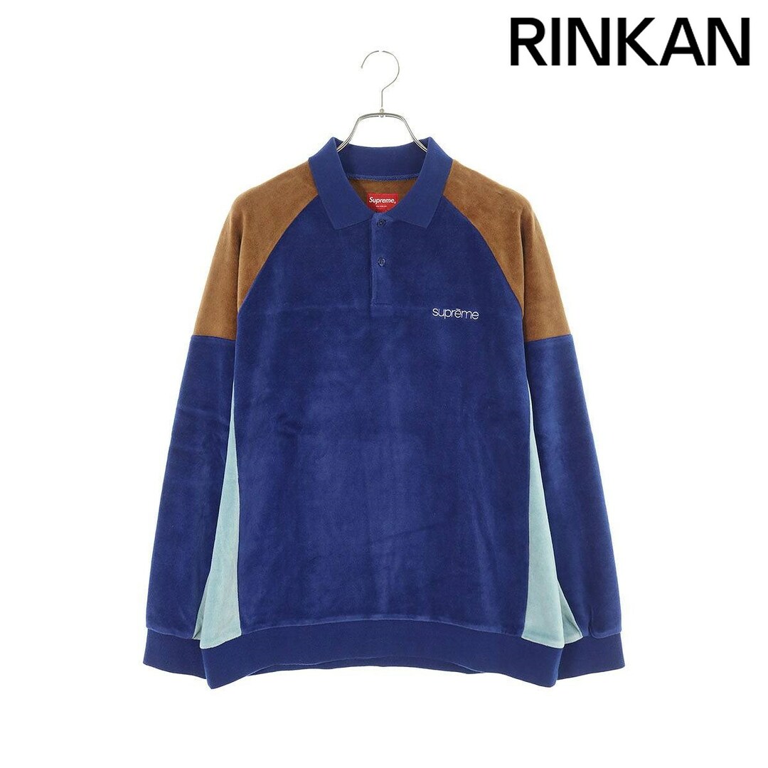 Supreme(シュプリーム)のシュプリーム  22AW  Paneled Velour L/S Polo パネルベロアポロ長袖カットソー メンズ M メンズのトップス(Tシャツ/カットソー(七分/長袖))の商品写真