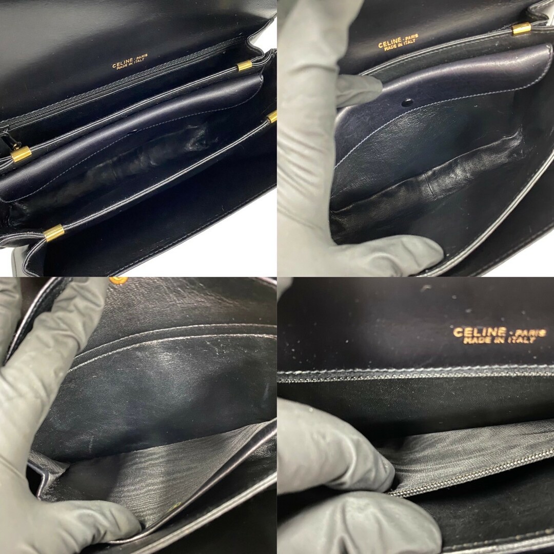 celine(セリーヌ)の極 美品 CELINE セリーヌ 馬車金具 ホースキャリッジ カーフ レザー ショルダーバッグ サコッシュ クロスボディバッグ ブラック 18436 レディースのバッグ(ショルダーバッグ)の商品写真