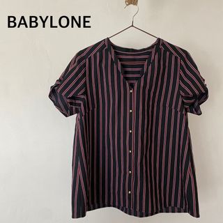 バビロン(BABYLONE)のバビロン　ストライプ柄　半袖　シャツ　トップス　ブラック　レッド(シャツ/ブラウス(半袖/袖なし))