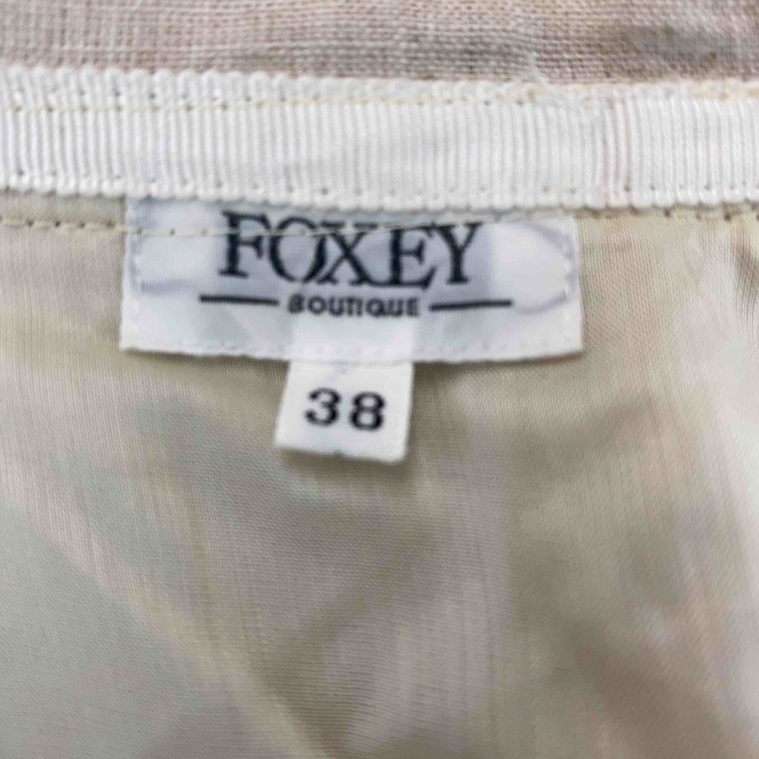 FOXEY(フォクシー)のFOXEY フォクシー レディース ひざ丈スカート　プリーツ　レース　ベージュ　麻混　裏地 レディースのスカート(ひざ丈スカート)の商品写真