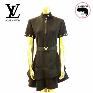 LOUIS VUITTON - Louis Vuitton ルイヴィトン ワンピース ショートスリープ アシメントリックドレス ウィズ フリルワンピース ブラック レディース
