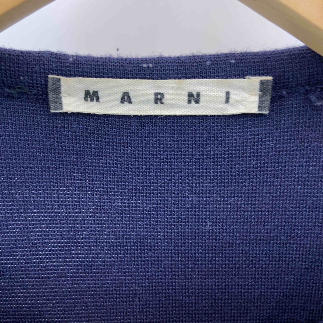 Marni(マルニ)のMARNI マルニ レディース ノーカラージャケット　フリル　毛混　ネイビー　スナップボタン レディースのジャケット/アウター(ノーカラージャケット)の商品写真