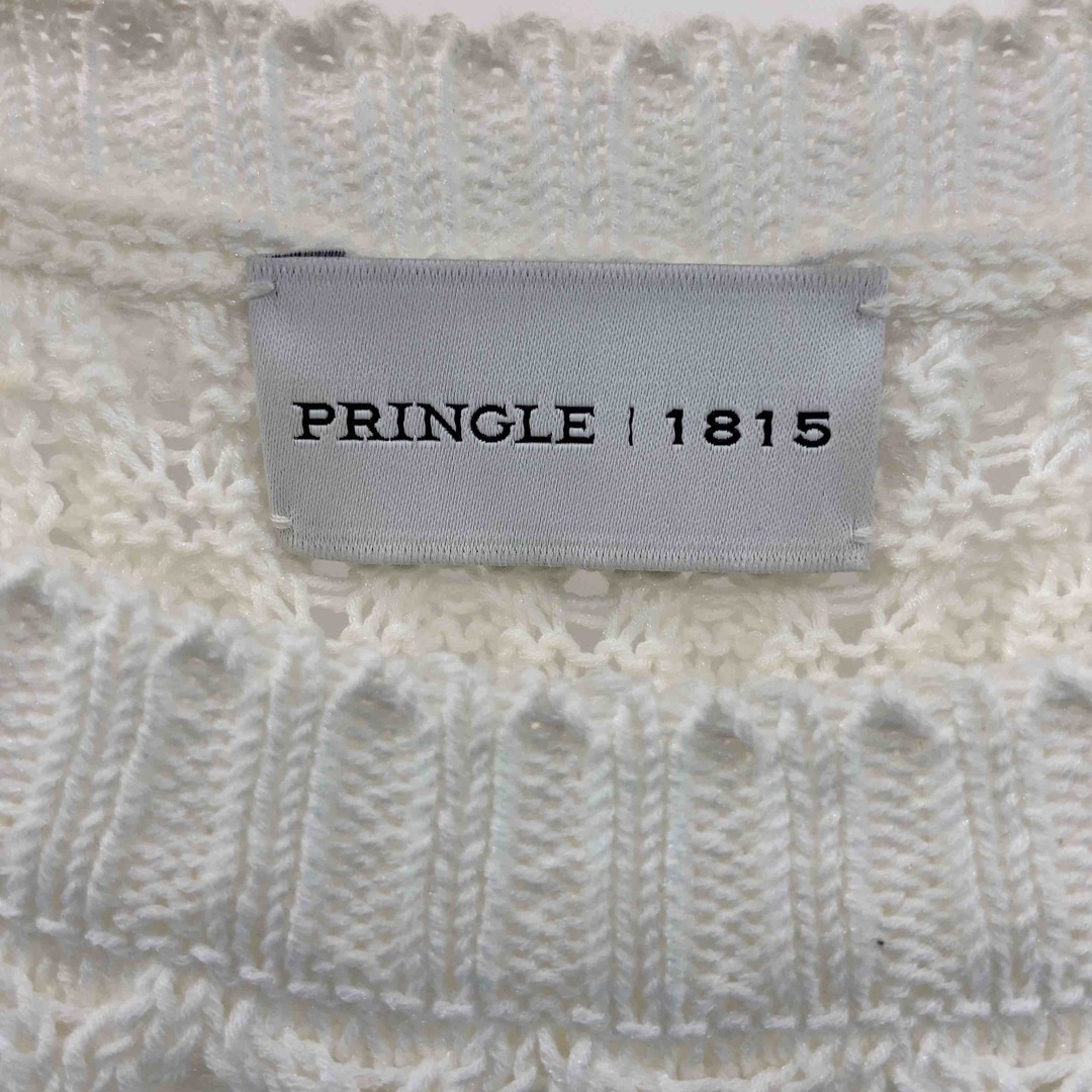 Pringle(プリングル)のPRINGLE 1815 プリングル1815  レディース 半袖　ニットワンピース　プリーツ　ケーブル編み　白 レディースのワンピース(ミニワンピース)の商品写真