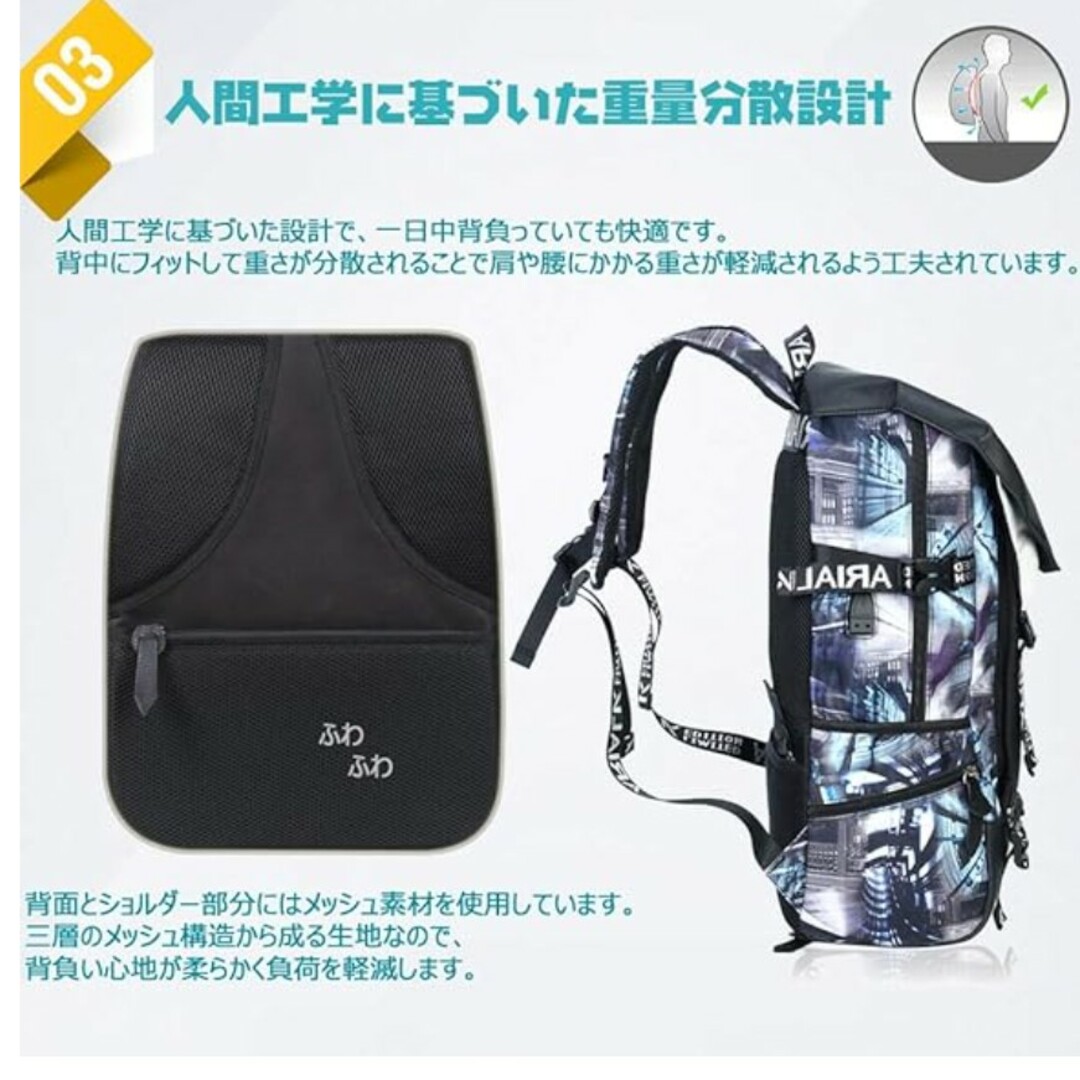 [ARIALK] リュックサック ブルー&パープル メンズのバッグ(バッグパック/リュック)の商品写真