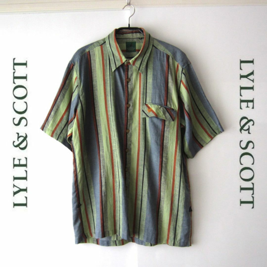 LYLE&SCOTT(ライルアンドスコット)の美品　Lyle＆Scott／ライル＆スコット★　ストライプ　 半袖シャツ メンズのトップス(シャツ)の商品写真