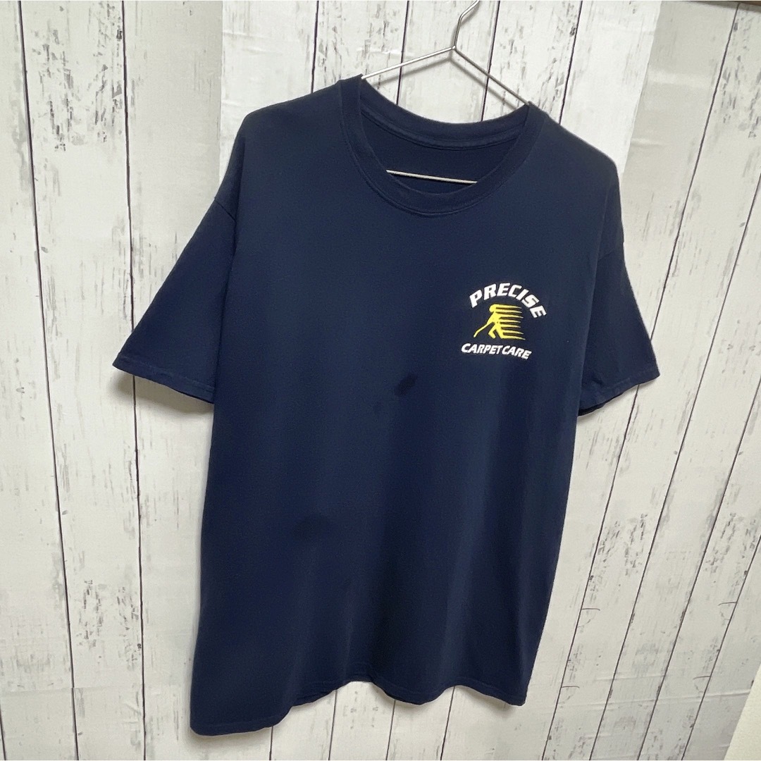 USA古着　Tシャツ　L　ネイビー　紺　プリント　ロゴ　コットン　クルーネック メンズのトップス(Tシャツ/カットソー(半袖/袖なし))の商品写真
