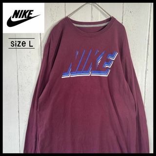 ナイキ(NIKE)のナイキ NIKE ビッグロゴ カットソー 長袖 ロンT  古着 L えんじ色(Tシャツ/カットソー(七分/長袖))