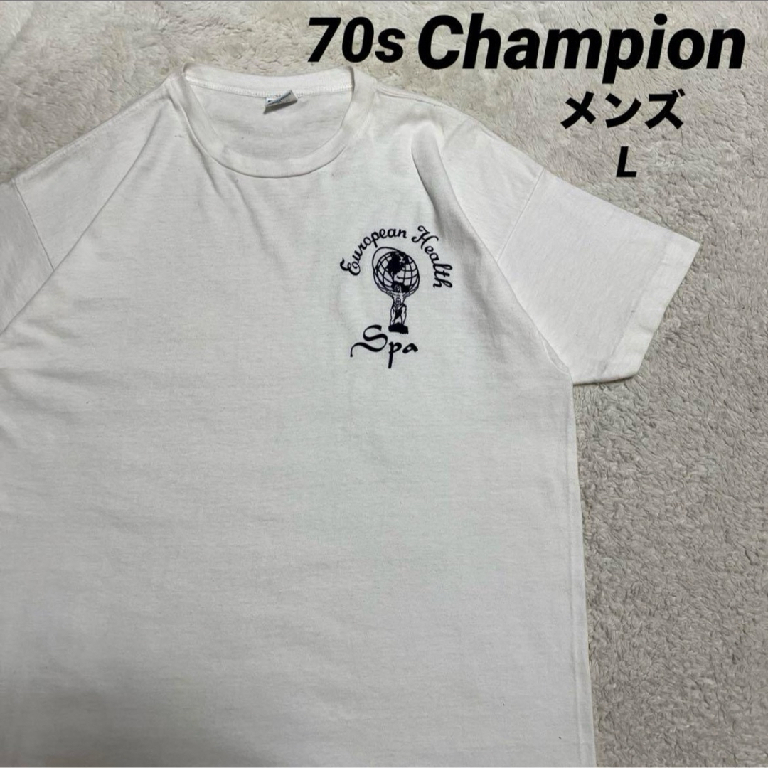 Champion(チャンピオン)の70s USA製 バータグ Champion チャンピオン　Tシャツ　メンズ L メンズのトップス(Tシャツ/カットソー(半袖/袖なし))の商品写真