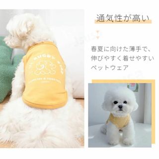 ペット服　ドッグウェア Tシャツ 春夏 犬の服 犬  イエロー Mサイズ(犬)